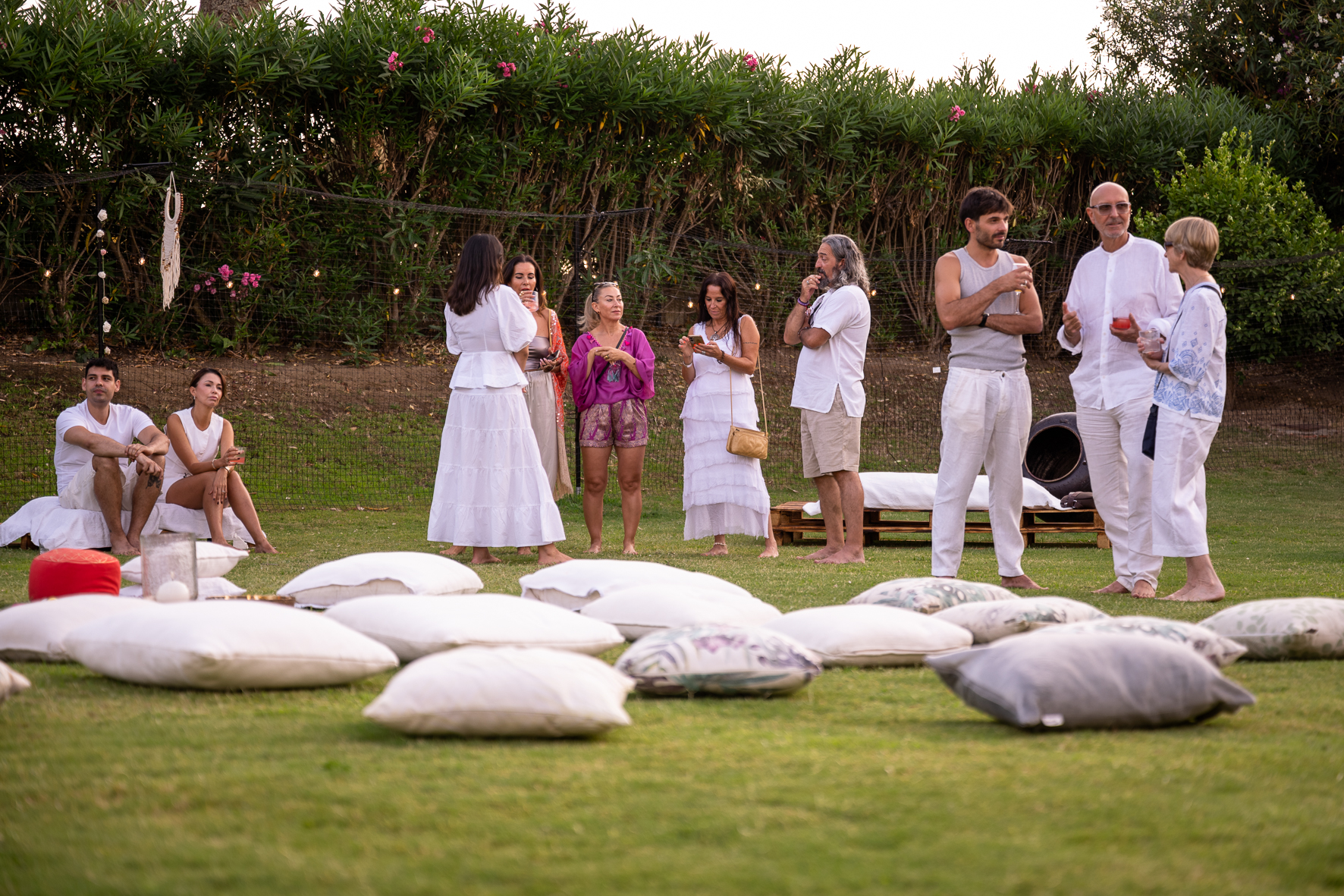 Friends gathered on the lawn